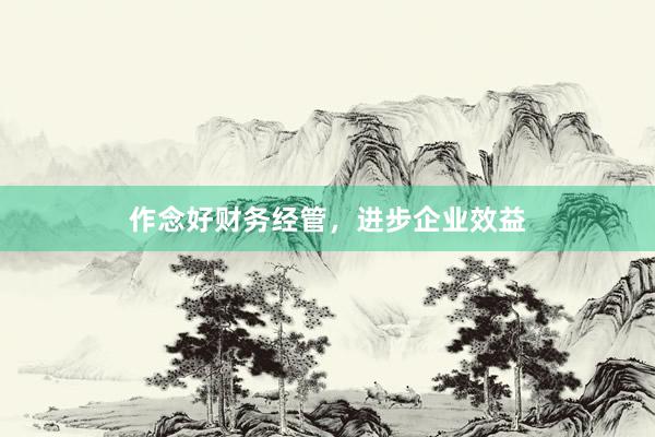作念好财务经管，进步企业效益