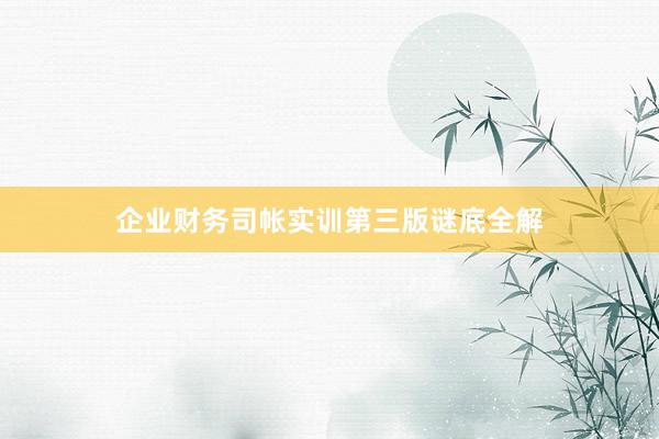 企业财务司帐实训第三版谜底全解